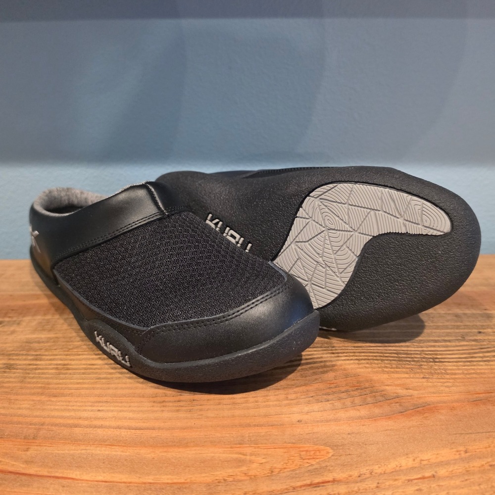 KURU Womens Draft Slippers Slides Black Mesh Athletic Recovery Mules Size 10.5